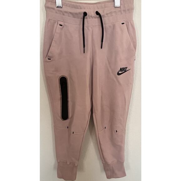 Nike Joggers Girls Fleece Pink Sweatpants Pockets Drawstring Waist Sz XS CZ2595 - Picture 1 of 8